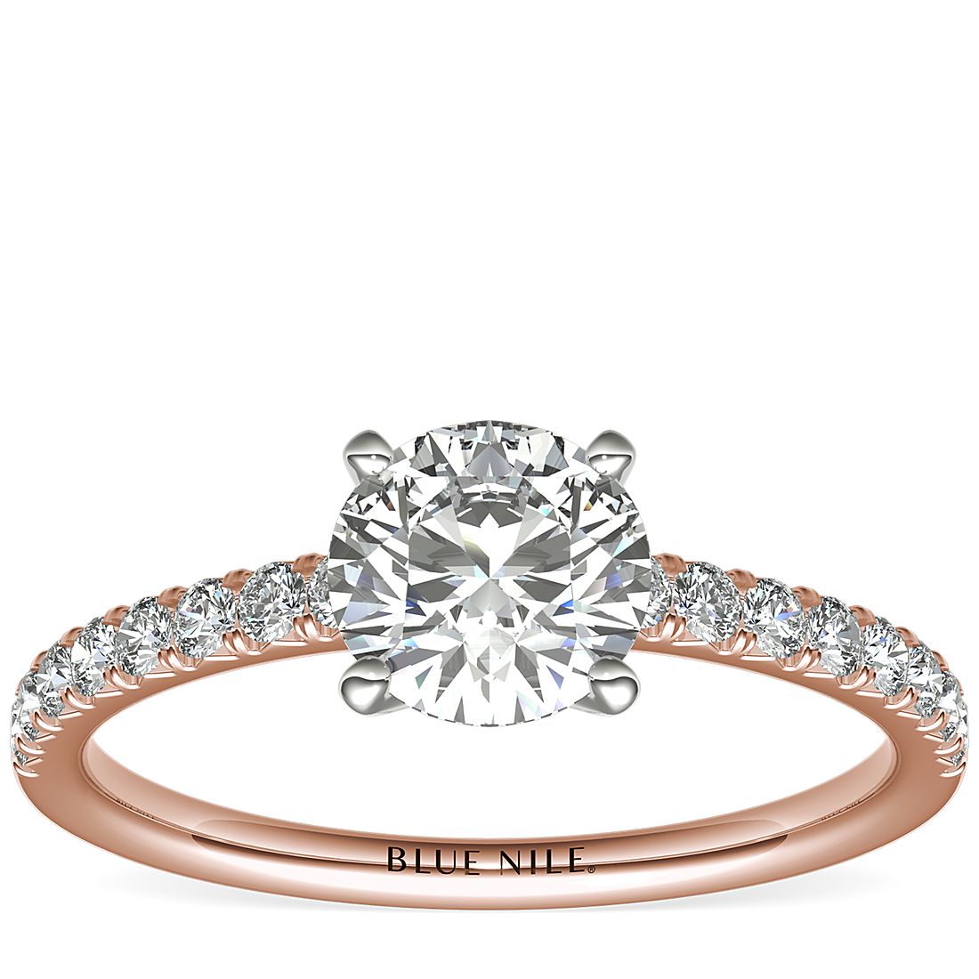 Forhøre brysomme Intrusion French Pavé Diamond Engagement Ring in 14k Rose Gold (1/4 ct. tw.) | Blue  Nile
